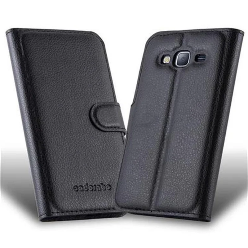 Cadorabo Hülle kompatibel mit Samsung Galaxy J3 2015 Schutzhülle mit Magnetverschluss, Standfunktion und Kartenfach