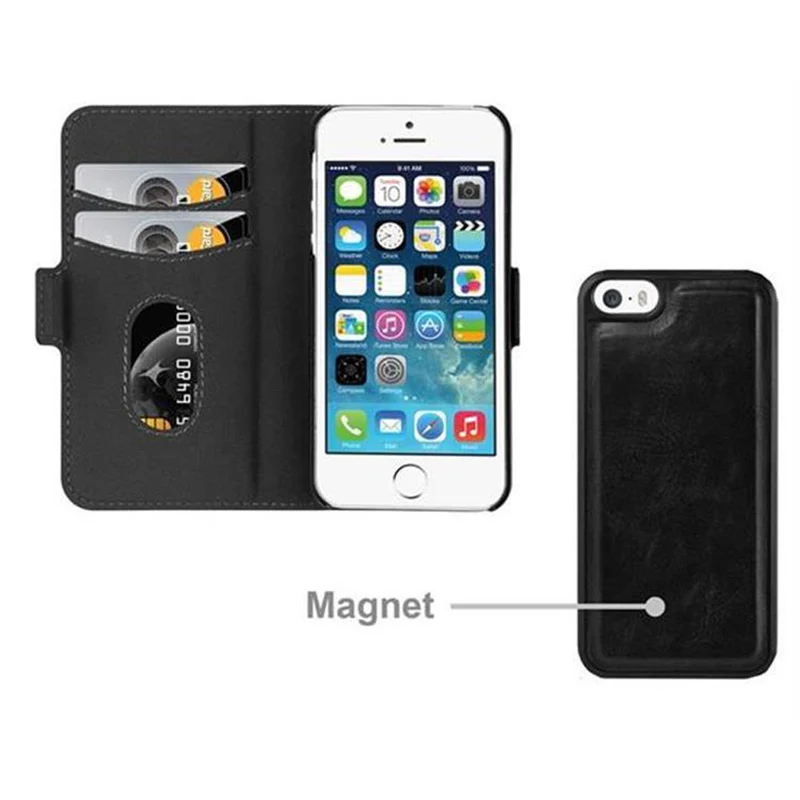 Cadorabo Hülle kompatibel mit Apple iPhone 5 / 5S / SE 2016 Schutzhülle im 2-in-1 Design mit Standfunktion und Kartenfach