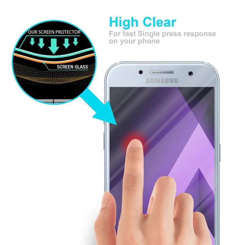 Cadorabo Panzer Folie kompatibel mit Samsung Galaxy A5 2017 - Schutzfolie Gehärtetes (Tempered) Display-Schutzglas in 9H Härte mit 3D Touch Kompatibilität