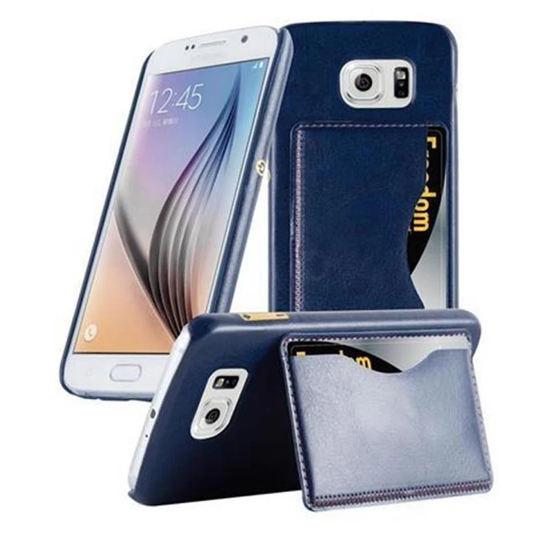 Cadorabo Hülle kompatibel mit Samsung Galaxy S6 Hard Case Schutzhülle mit Kunstlederüberzug, Standfunktion und Kartenfach