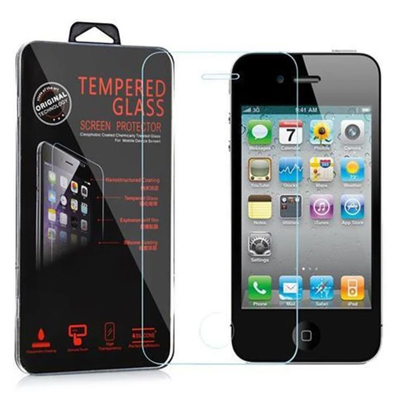 Cadorabo Panzer Folie kompatibel mit Apple iPhone 4 / 4S - Schutzfolie Gehärtetes (Tempered) Display-Schutzglas in 9H Härte mit 3D Touch Kompatibilität