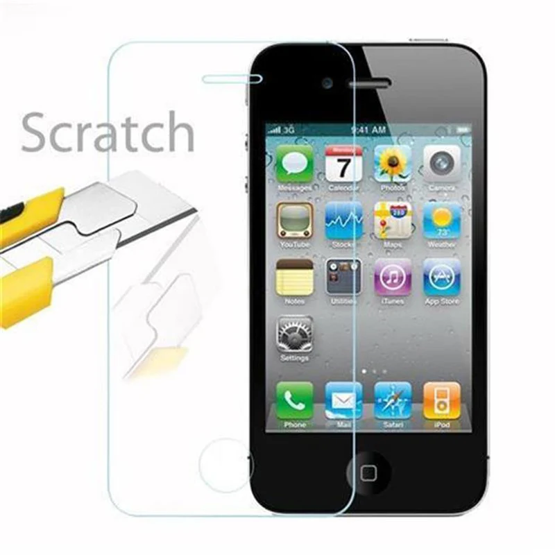 Cadorabo Panzer Folie kompatibel mit Apple iPhone 4 / 4S - Schutzfolie Gehärtetes (Tempered) Display-Schutzglas in 9H Härte mit 3D Touch Kompatibilität