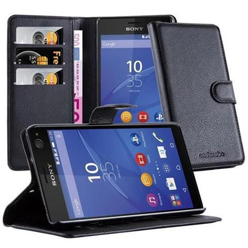 Cadorabo Hülle kompatibel mit Sony Xperia C4 Schutzhülle mit Magnetverschluss, Standfunktion und Kartenfach