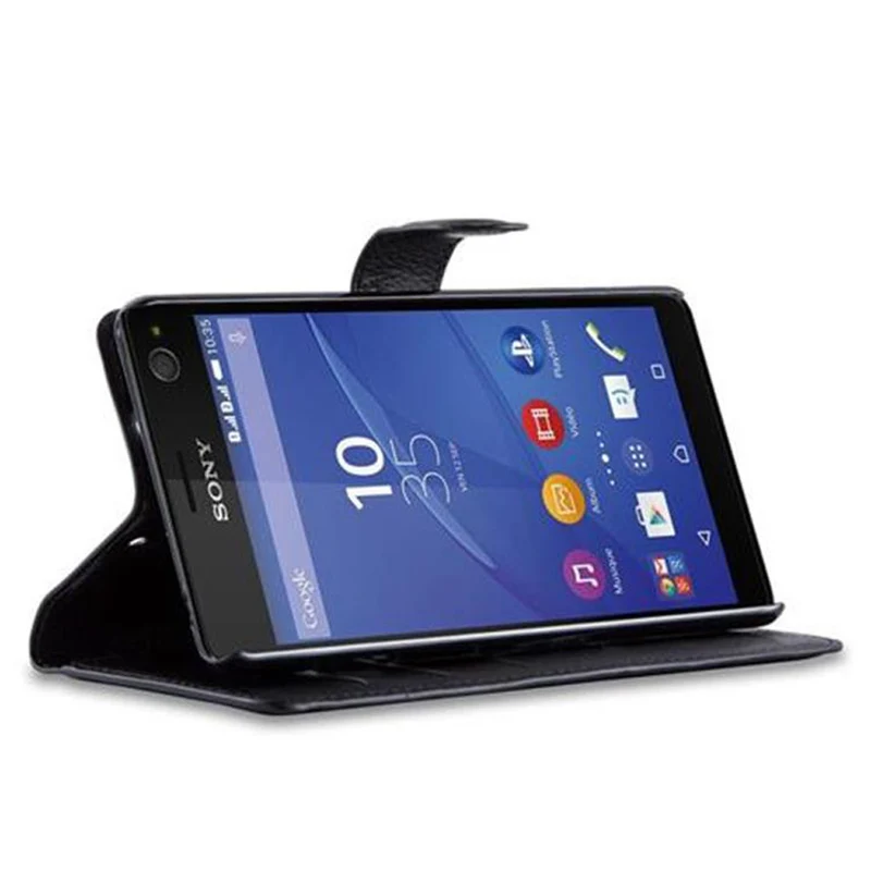 Cadorabo Hülle kompatibel mit Sony Xperia C4 Schutzhülle mit Magnetverschluss, Standfunktion und Kartenfach