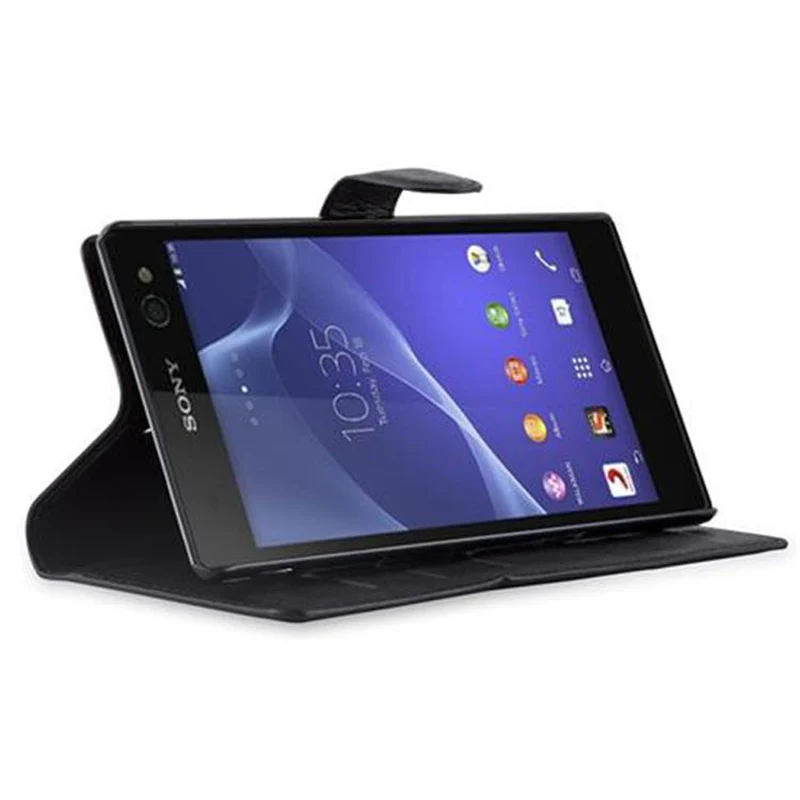 Cadorabo Hülle kompatibel mit Sony Xperia C3 Schutzhülle mit Magnetverschluss, Standfunktion und Kartenfach