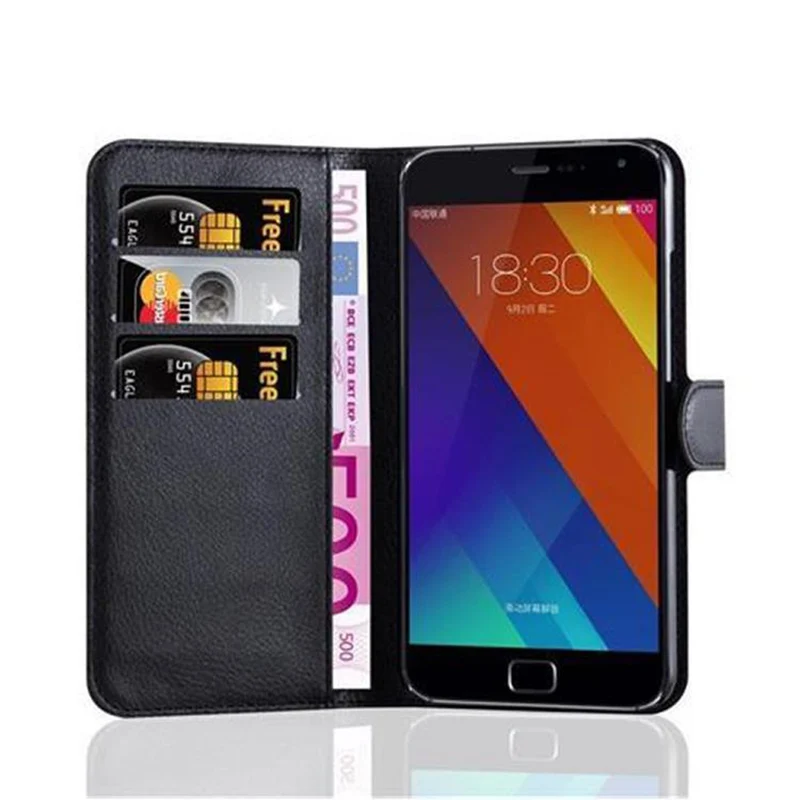 Cadorabo Hülle kompatibel mit MEIZU MX5 Schutzhülle mit Magnetverschluss, Standfunktion und Kartenfach