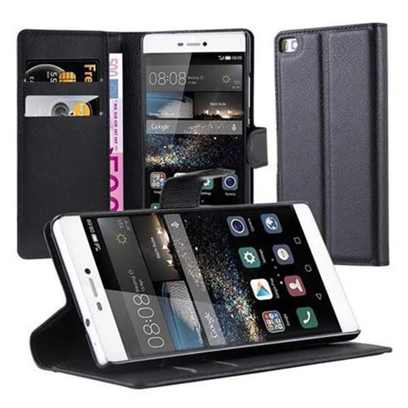 Cadorabo Hülle kompatibel mit Huawei P8 Schutzhülle mit Magnetverschluss, Standfunktion und Kartenfach