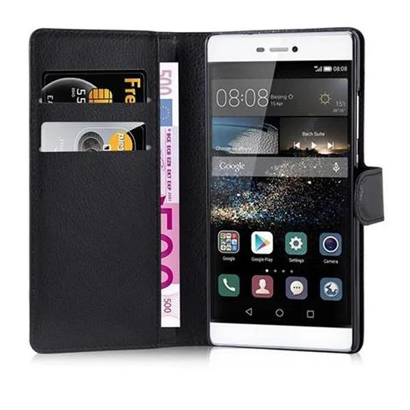 Cadorabo Hülle kompatibel mit Huawei P8 Schutzhülle mit Magnetverschluss, Standfunktion und Kartenfach