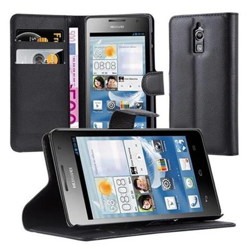 Cadorabo Hülle kompatibel mit Huawei ASCEND G526 Schutzhülle mit Magnetverschluss, Standfunktion und Kartenfach
