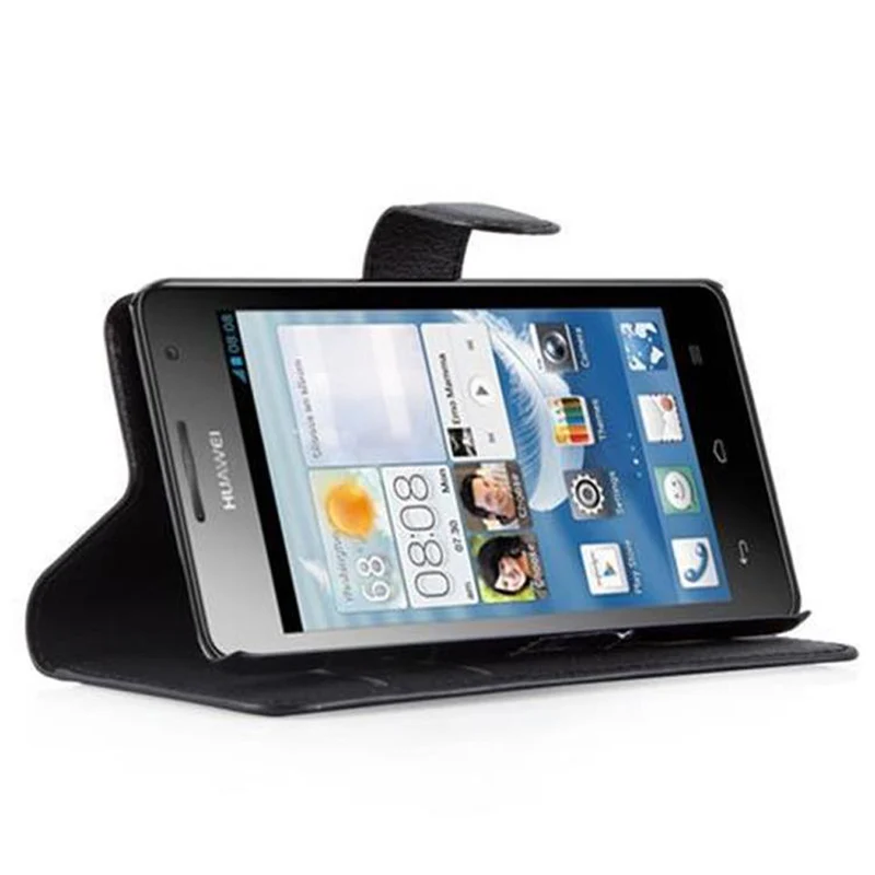 Cadorabo Hülle kompatibel mit Huawei ASCEND G526 Schutzhülle mit Magnetverschluss, Standfunktion und Kartenfach