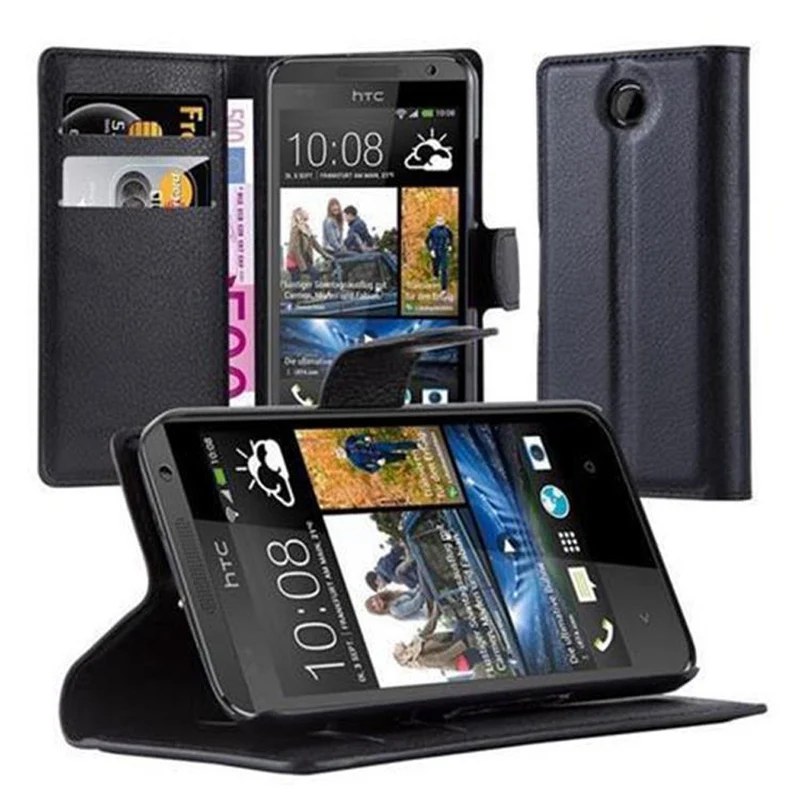Cadorabo Hülle kompatibel mit HTC Desire 300 Schutzhülle mit Magnetverschluss, Standfunktion und Kartenfach