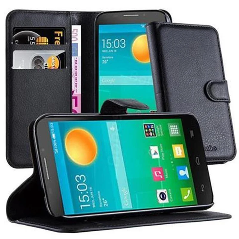 Cadorabo Hülle kompatibel mit Alcatel OneTouch POP S7 Schutzhülle mit Magnetverschluss, Standfunktion und Kartenfach
