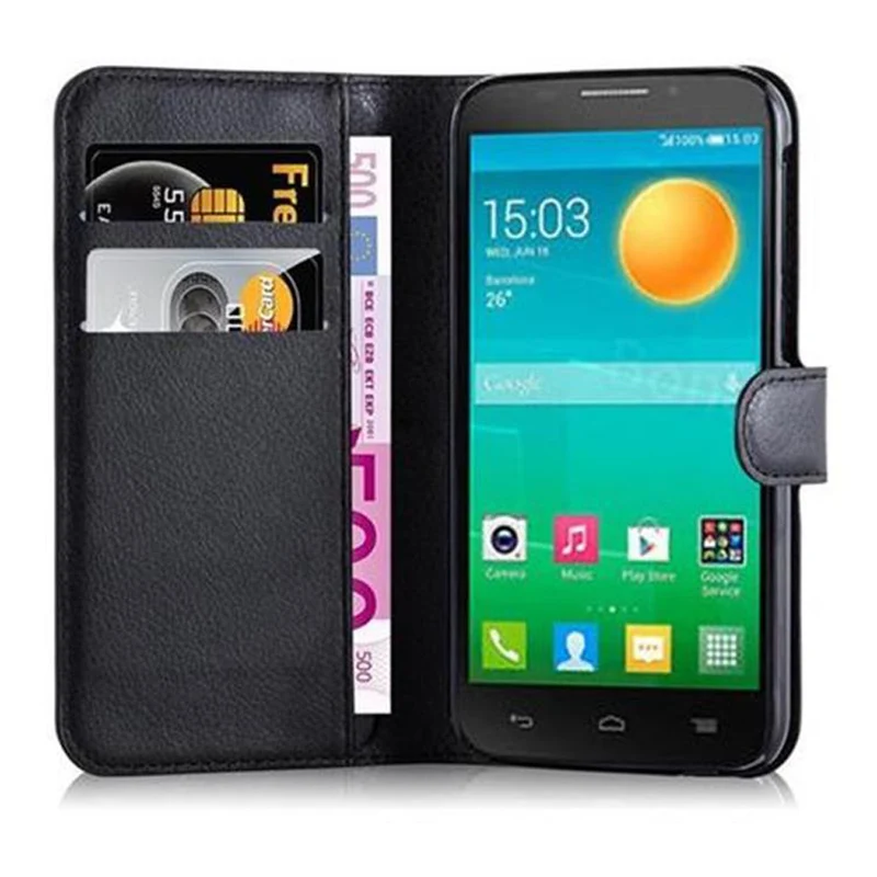 Cadorabo Hülle kompatibel mit Alcatel OneTouch POP S7 Schutzhülle mit Magnetverschluss, Standfunktion und Kartenfach