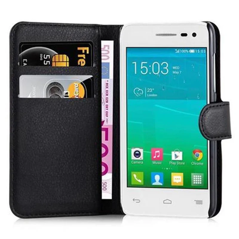 Cadorabo Hülle kompatibel mit Alcatel OneTouch POP S3 Schutzhülle mit Magnetverschluss, Standfunktion und Kartenfach