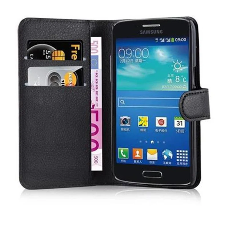 Cadorabo Hülle kompatibel mit Samsung Galaxy CORE 4G Schutzhülle mit Magnetverschluss, Standfunktion und Kartenfach