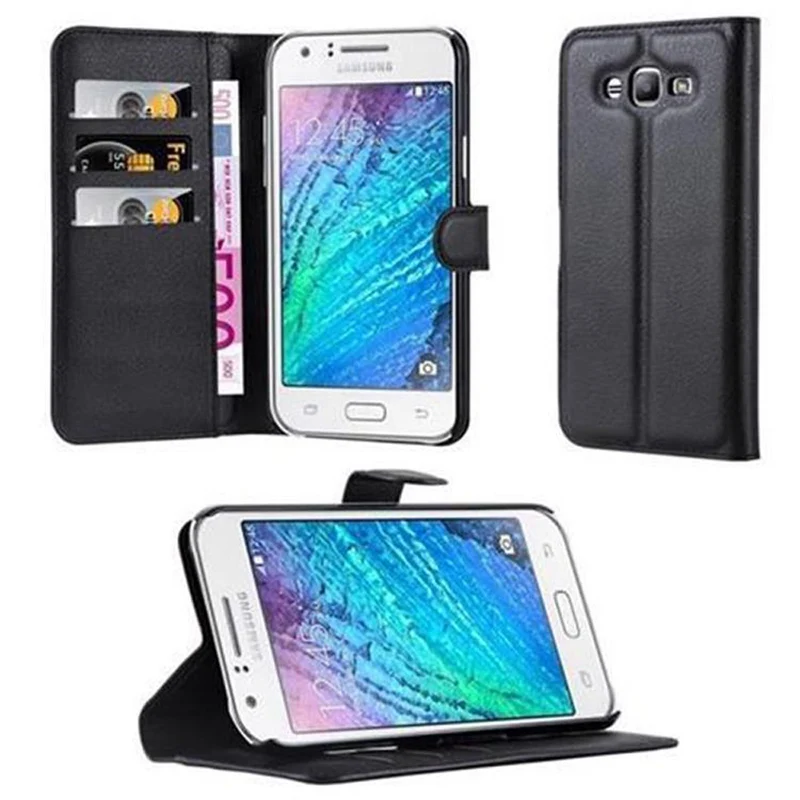 Cadorabo Hülle kompatibel mit Samsung Galaxy J7 2015 Schutzhülle mit Magnetverschluss, Standfunktion und Kartenfach