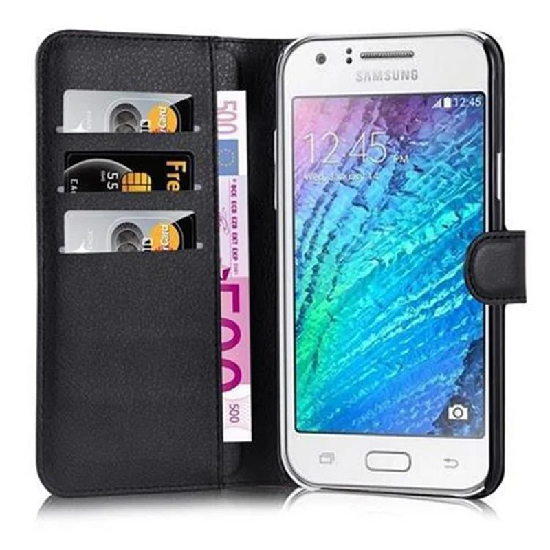 Cadorabo Hülle kompatibel mit Samsung Galaxy J7 2015 Schutzhülle mit Magnetverschluss, Standfunktion und Kartenfach
