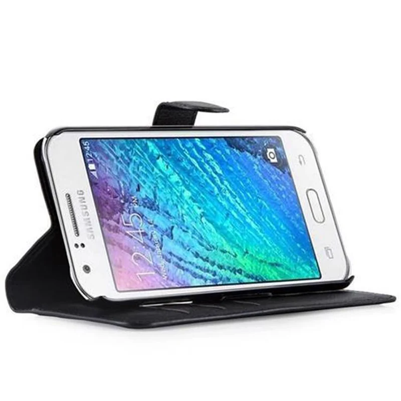 Cadorabo Hülle kompatibel mit Samsung Galaxy J7 2015 Schutzhülle mit Magnetverschluss, Standfunktion und Kartenfach