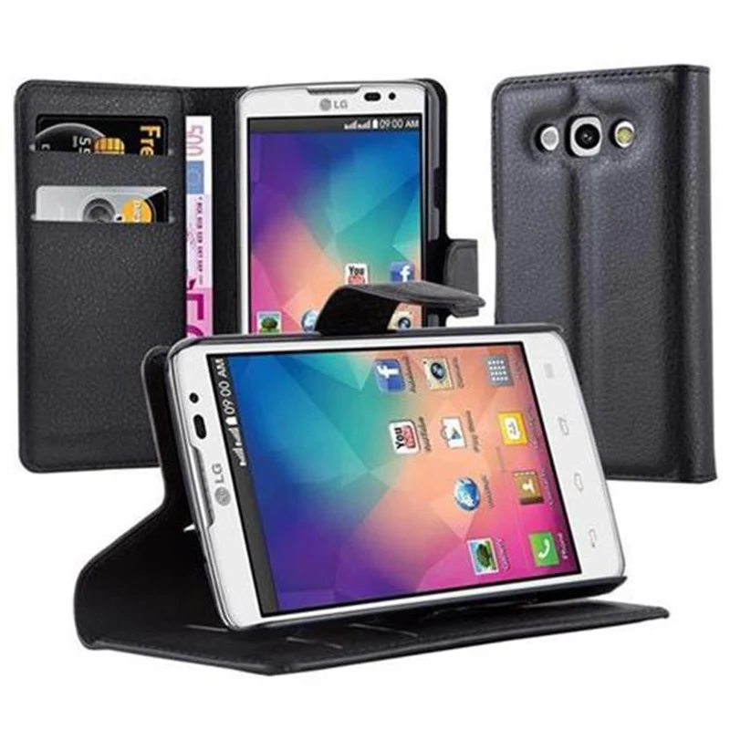 Cadorabo Hülle kompatibel mit LG L60 Schutzhülle mit Magnetverschluss, Standfunktion und Kartenfach