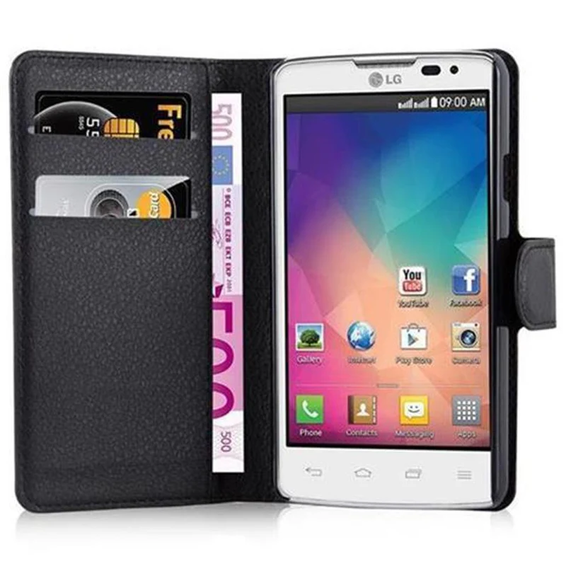 Cadorabo Hülle kompatibel mit LG L60 Schutzhülle mit Magnetverschluss, Standfunktion und Kartenfach