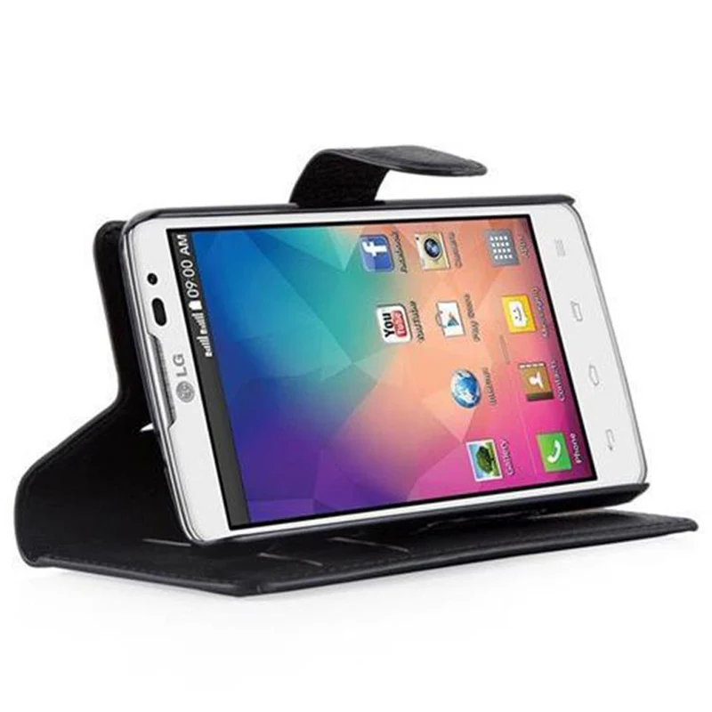 Cadorabo Hülle kompatibel mit LG L60 Schutzhülle mit Magnetverschluss, Standfunktion und Kartenfach