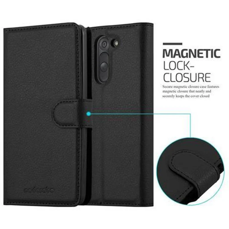Cadorabo Hülle kompatibel mit LG G3 Schutzhülle mit Magnetverschluss, Standfunktion und Kartenfach
