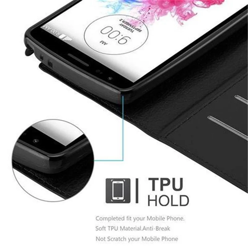 Cadorabo Hülle kompatibel mit LG G3 Schutzhülle mit Magnetverschluss, Standfunktion und Kartenfach