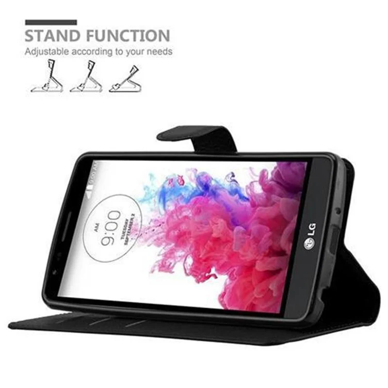 Cadorabo Hülle kompatibel mit LG G3 Schutzhülle mit Magnetverschluss, Standfunktion und Kartenfach