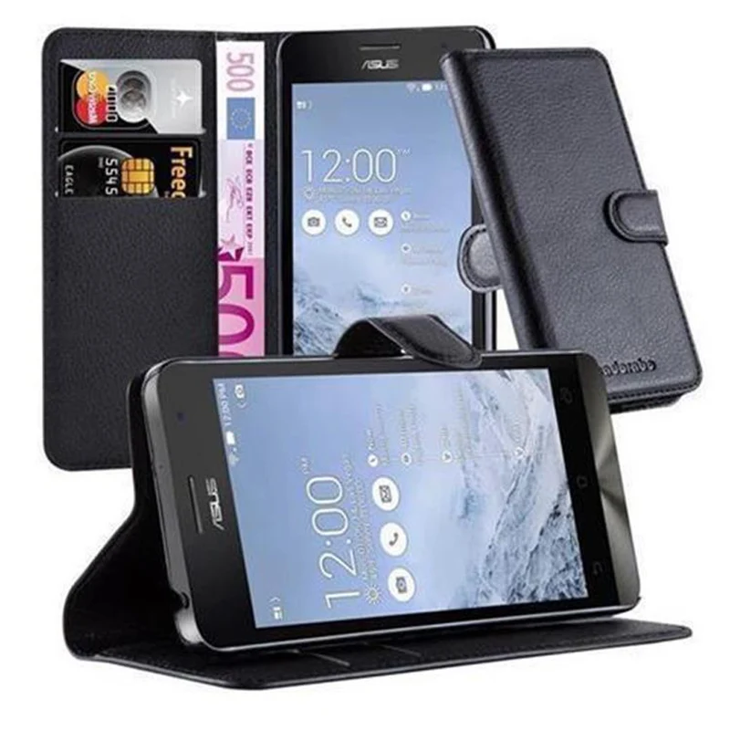 Cadorabo Hülle kompatibel mit Asus ZenFone 5 2014 Schutzhülle mit Magnetverschluss, Standfunktion und Kartenfach
