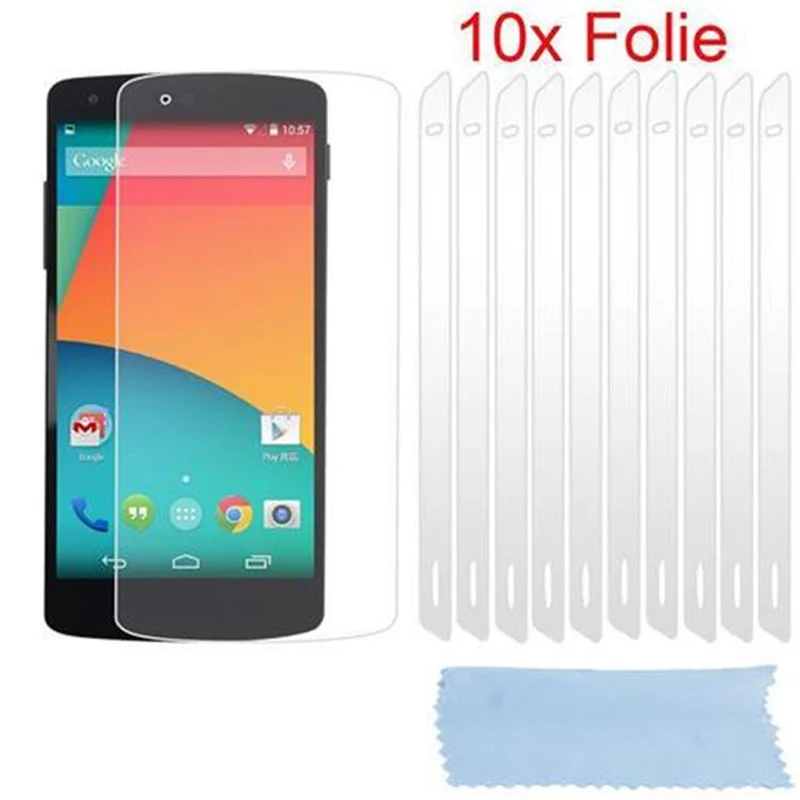 Cadorabo Displayschutzfolien kompatibel mit LG Google NEXUS 5 - Schutzfolien 10 Stück hochtransparenter Schutzfolien gegen Staub, Schmutz und Kratzer