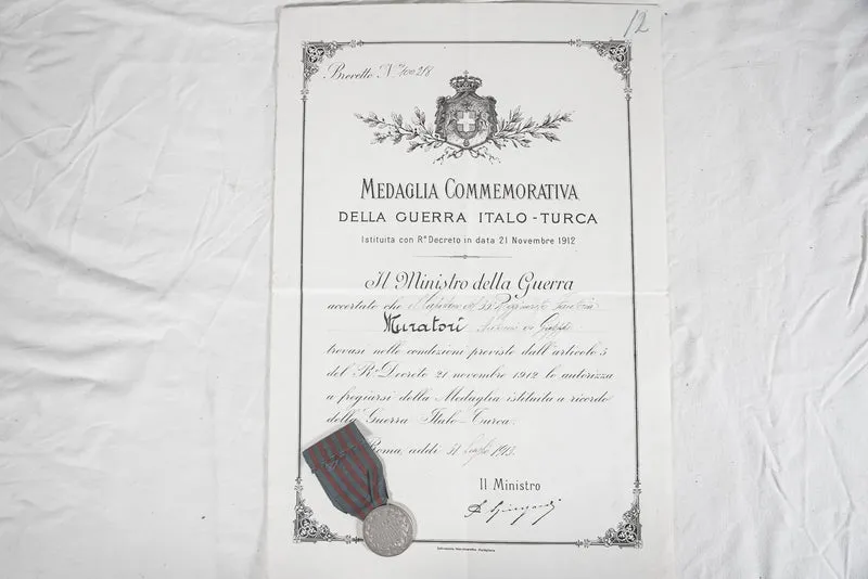 Italienisch-Türkische Kriegsmedaille + Urkunde