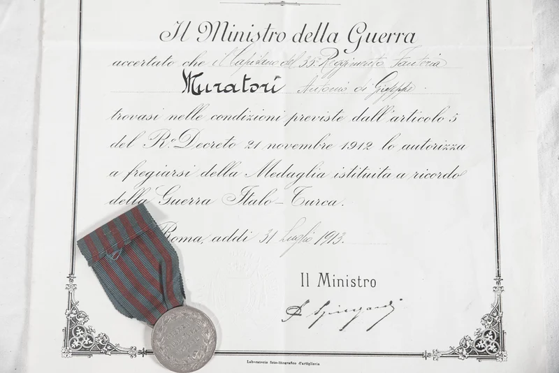 Italienisch-Türkische Kriegsmedaille + Urkunde