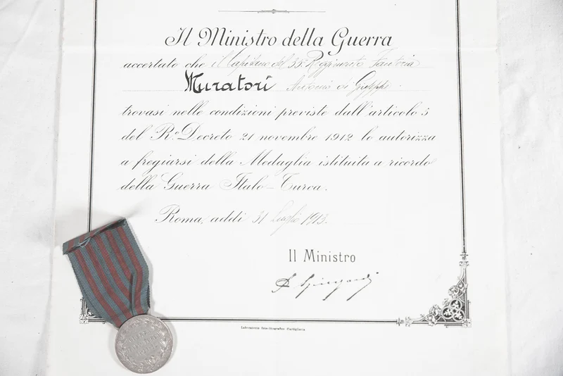 Italienisch-Türkische Kriegsmedaille + Urkunde