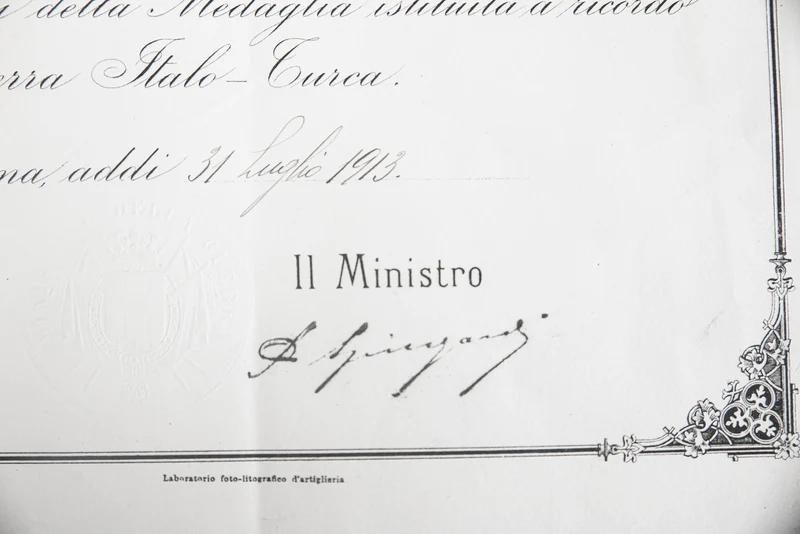 Italienisch-Türkische Kriegsmedaille + Urkunde