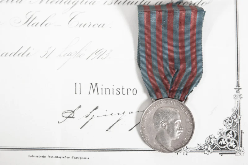 Italienisch-Türkische Kriegsmedaille + Urkunde