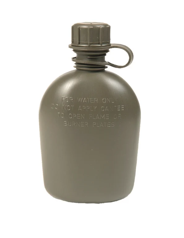 US Feldflasche 1 Liter Oliv, Surplus (mit Anschluss für ABC Maske)
