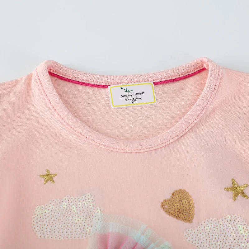 Mädchen Sweatkleid mit buntem Einhorn-Design und Glitzerapplikationen Drune