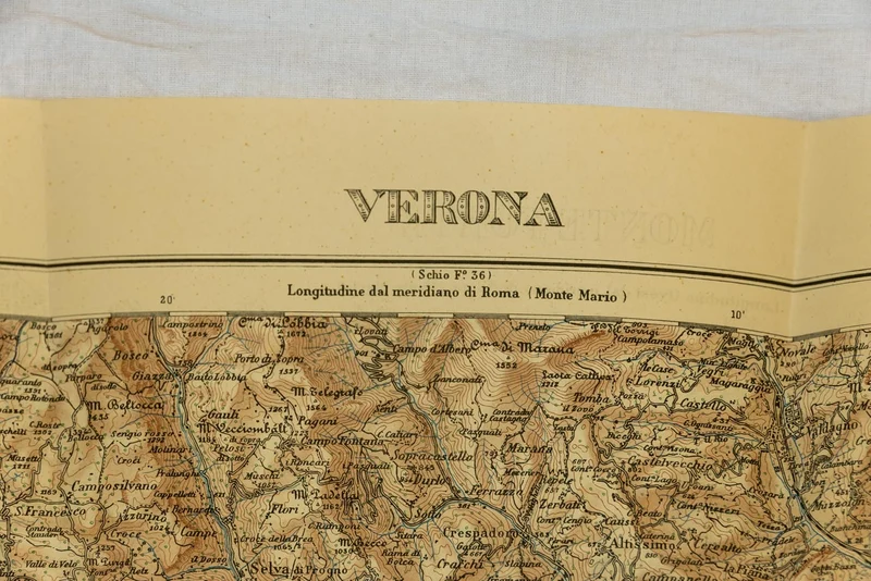 Topografische/Militärkarte von Verona und Umgebung 1935