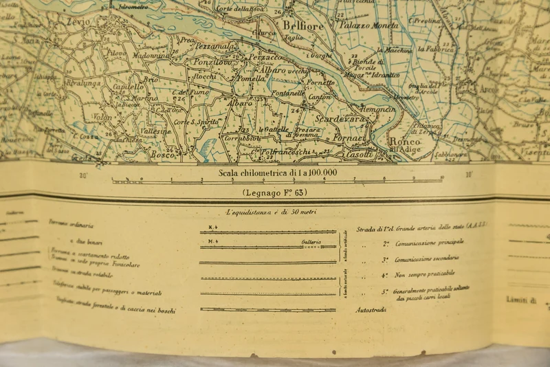 Topografische/Militärkarte von Verona und Umgebung 1935