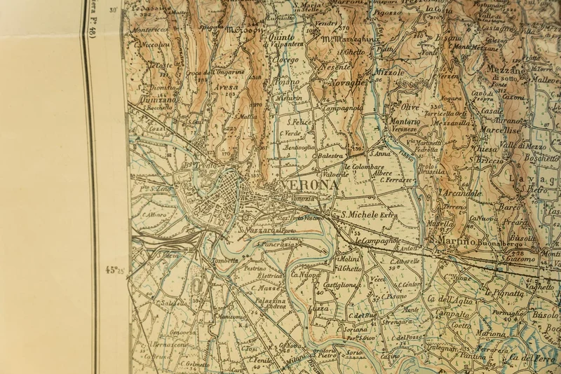 Topografische/Militärkarte von Verona und Umgebung 1935