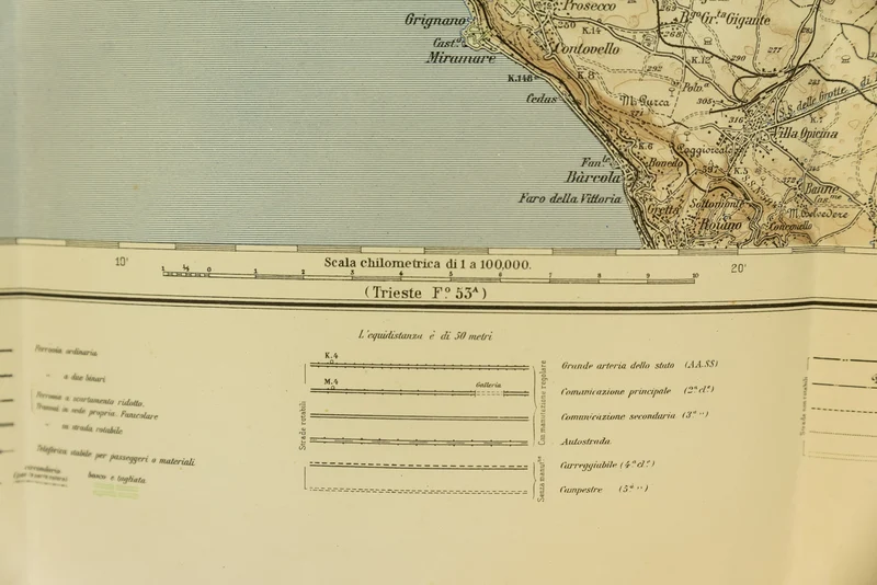 Militärische topografische Karte 1937 Gorizia-Gebiet