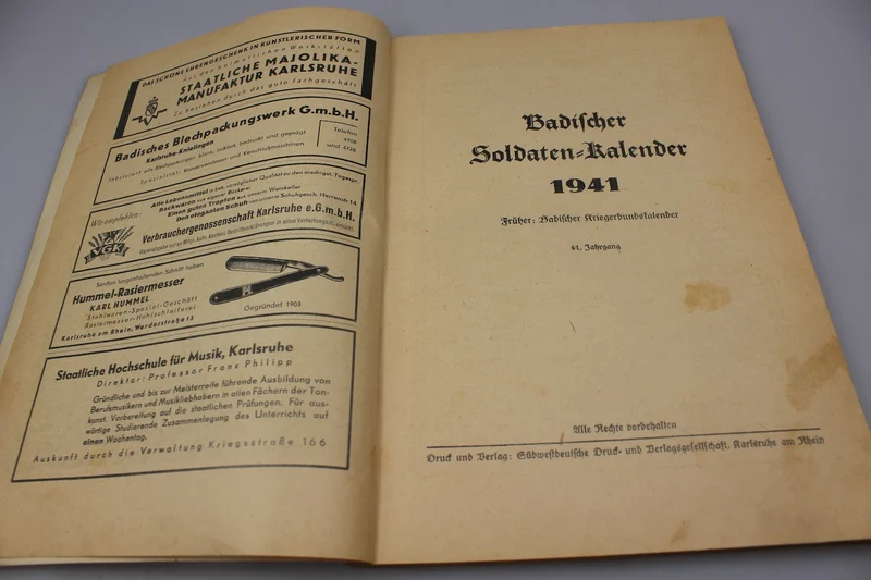 "Badischer Soldaten Kalender - 1941"