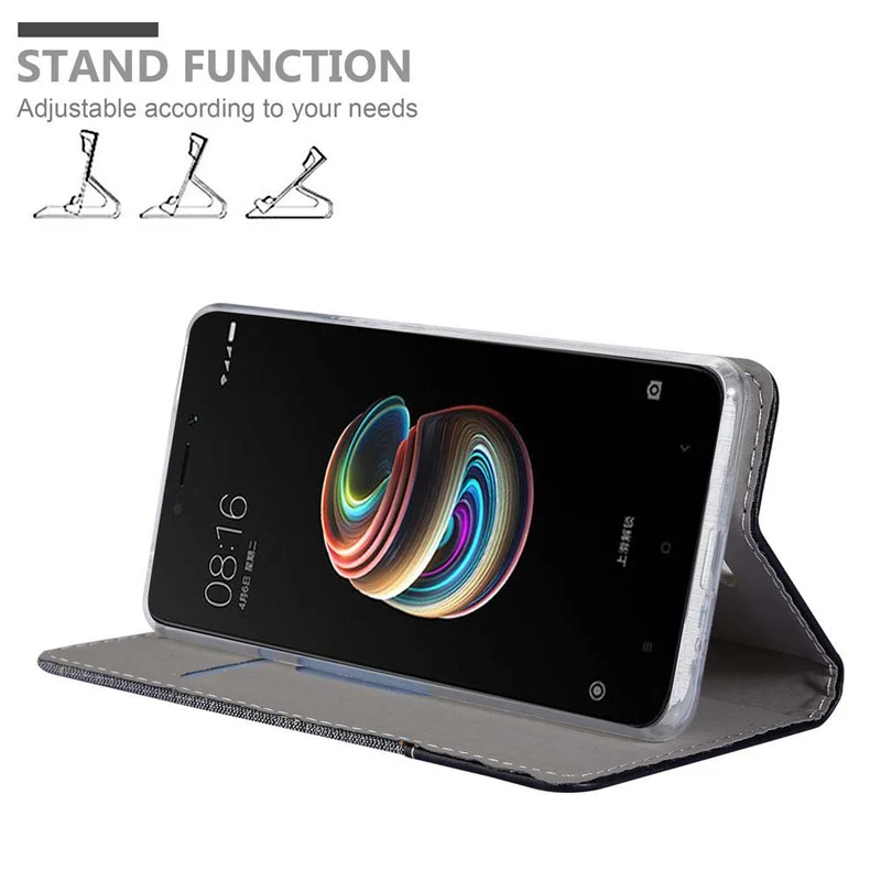 Cadorabo Hülle kompatibel mit Xiaomi RedMi 5A Schutzhülle mit Magnetverschluss, Standfunktion und Kartenfach