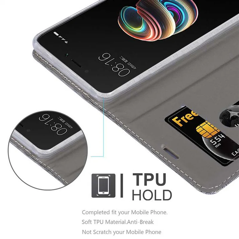 Cadorabo Hülle kompatibel mit Xiaomi RedMi 5A Schutzhülle mit Magnetverschluss, Standfunktion und Kartenfach