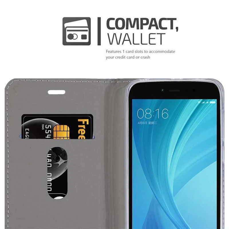 Cadorabo Hülle kompatibel mit Xiaomi RedMi NOTE 5A PRIME Schutzhülle mit Magnetverschluss, Standfunktion und Kartenfach