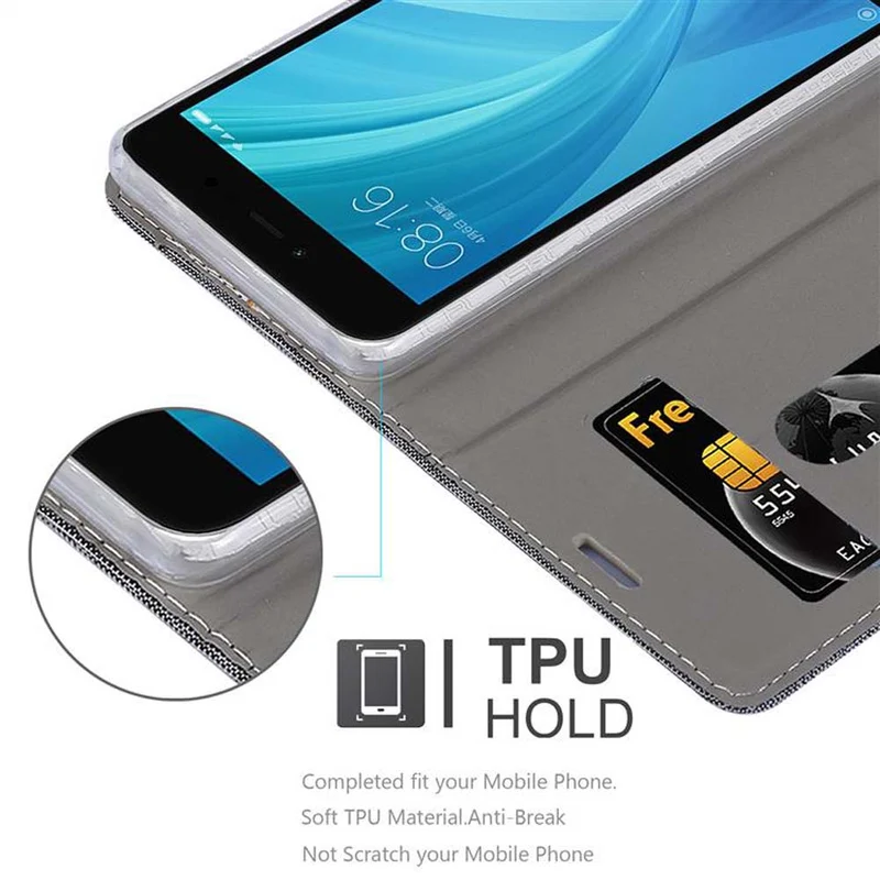 Cadorabo Hülle kompatibel mit Xiaomi RedMi NOTE 5A PRIME Schutzhülle mit Magnetverschluss, Standfunktion und Kartenfach