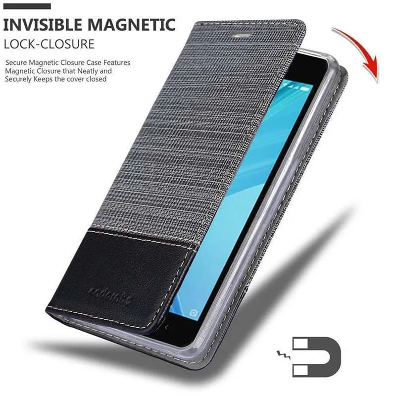 Cadorabo Hülle kompatibel mit Xiaomi RedMi NOTE 5A Schutzhülle mit Magnetverschluss, Standfunktion und Kartenfach