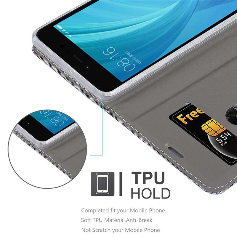 Cadorabo Hülle kompatibel mit Xiaomi RedMi NOTE 5A Schutzhülle mit Magnetverschluss, Standfunktion und Kartenfach