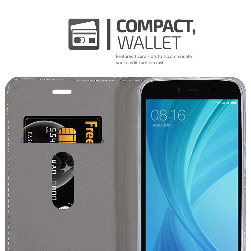 Cadorabo Hülle kompatibel mit Xiaomi RedMi NOTE 5A Schutzhülle mit Magnetverschluss, Standfunktion und Kartenfach