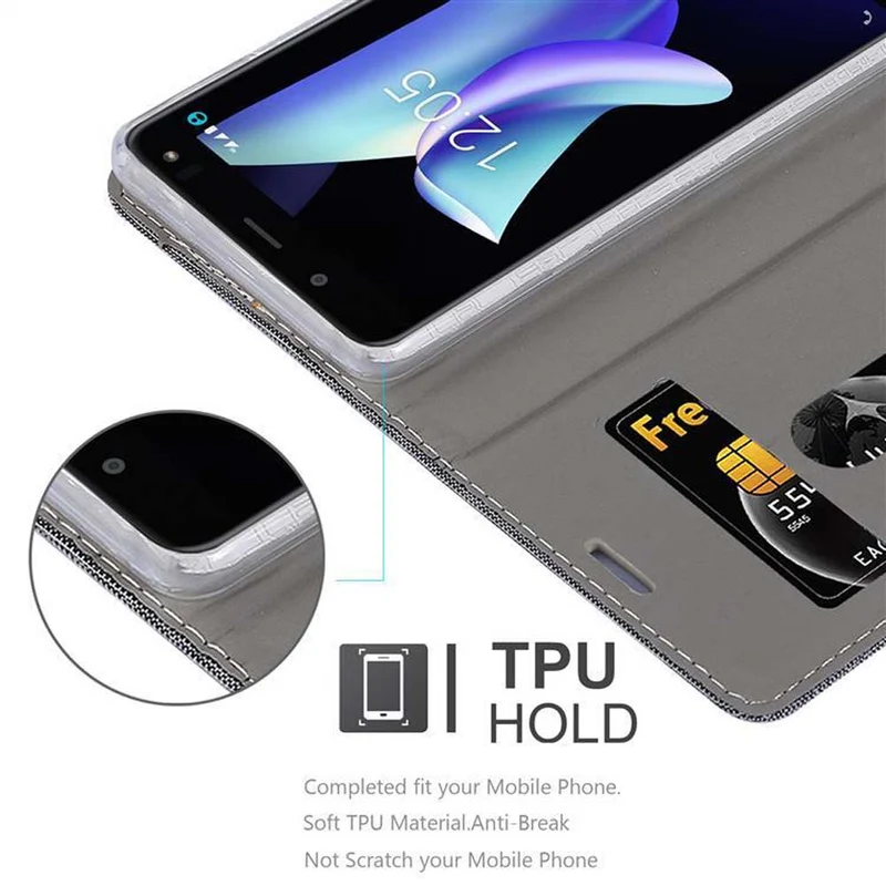 Cadorabo Hülle kompatibel mit BQ Aquaris U2 / U2 LITE Schutzhülle mit Magnetverschluss, Standfunktion und Kartenfach